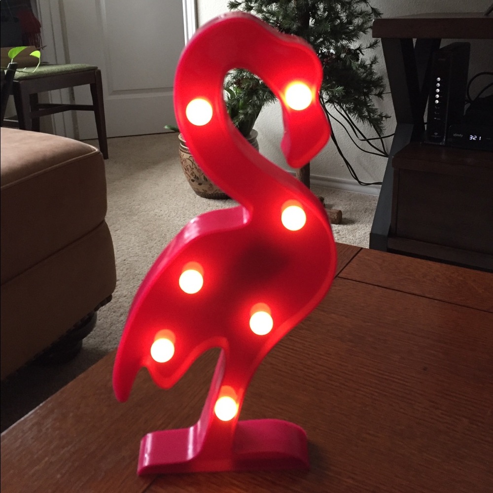 New! Plastic standing lighted Pink Flamingo